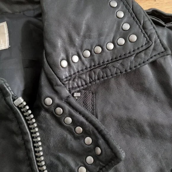 Michael Kors studded leather moto jacket S small EUC - Picture 7 of 8